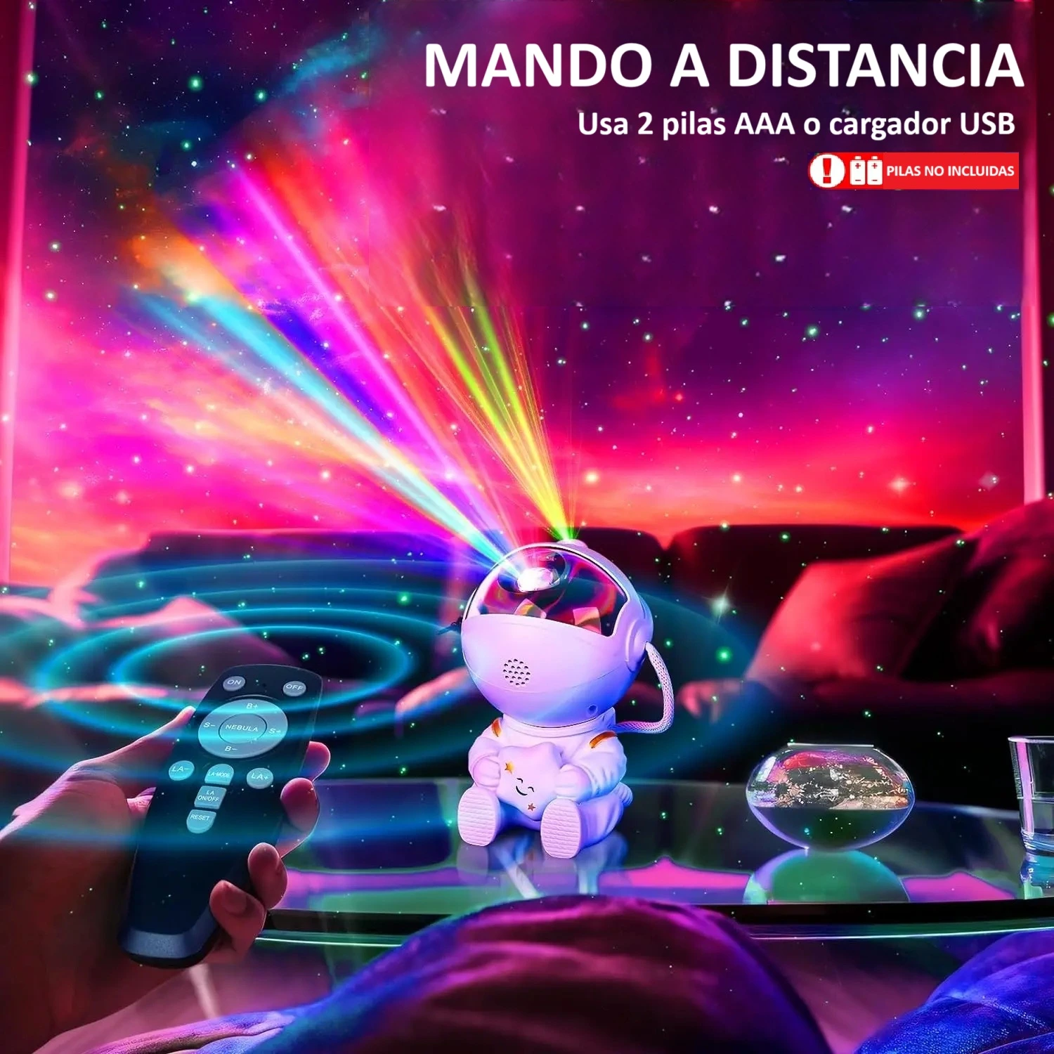 Proyector LED cielo estrellado en forma de astronauta para habitación - Imagen 2