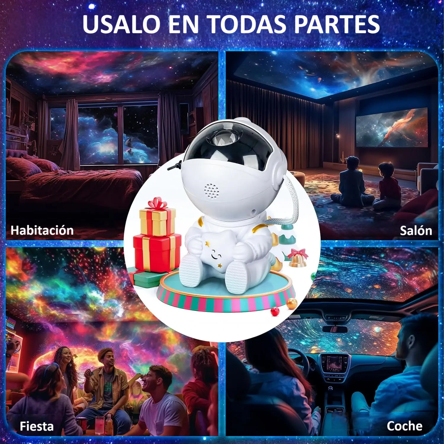 Proyector LED cielo estrellado en forma de astronauta para habitación - Imagen 5