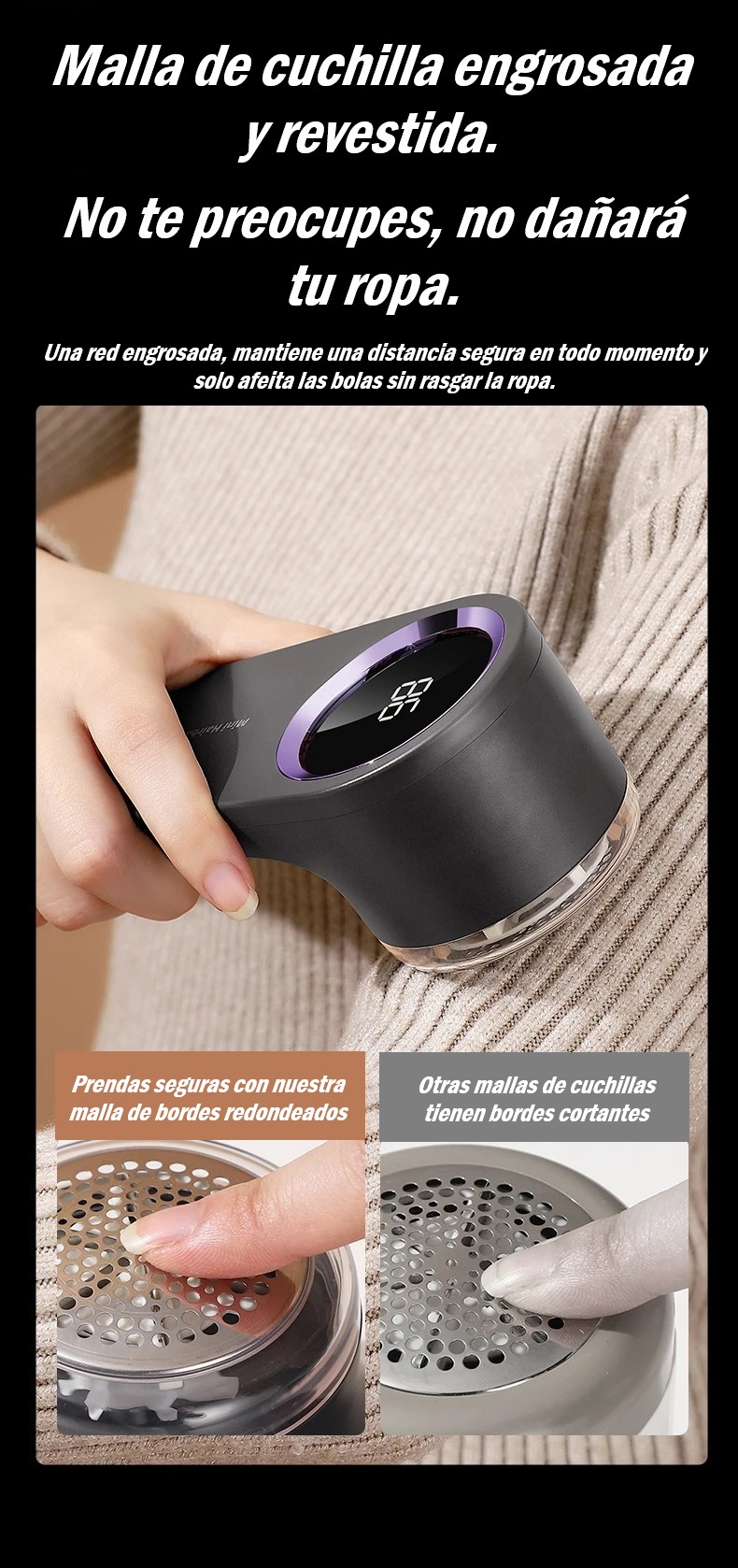 Eliminador de Pelusas Eléctrico con Pantalla LED – Moda sin Bolitas - Imagen 17