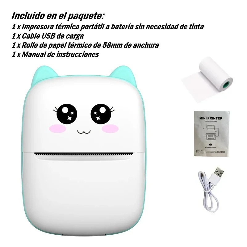 Mini Impresora Térmica Portátil “Gatito” – ¡Fotos y Etiquetas en tu Bolsillo! - Imagen 21