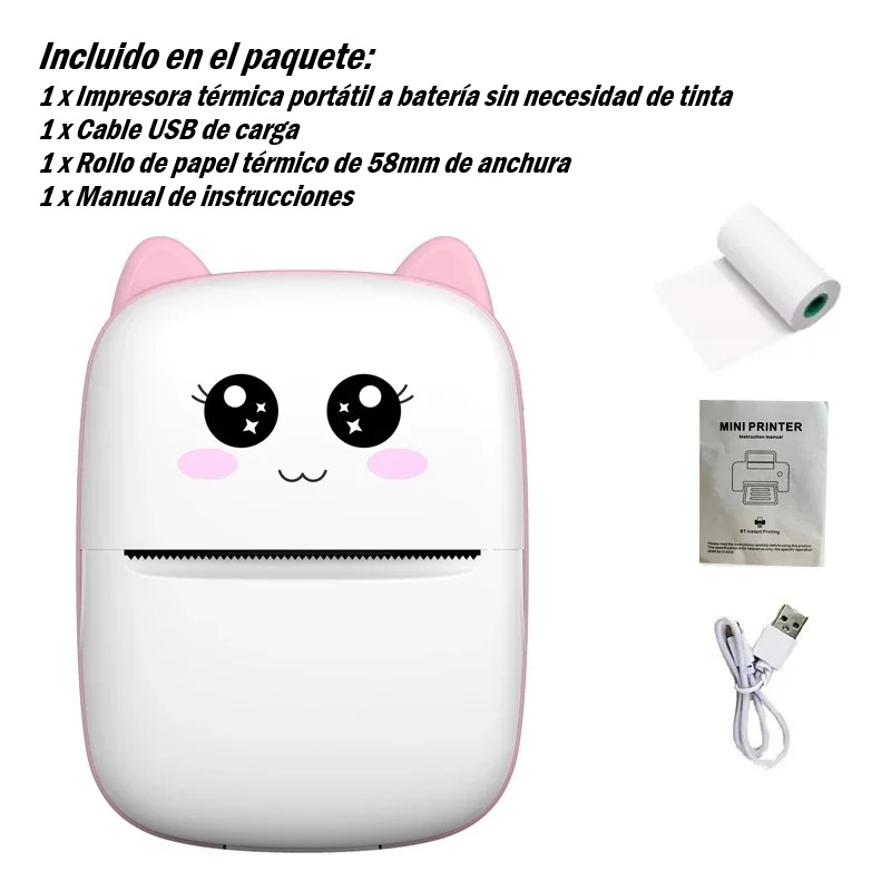 Mini Impresora Térmica Portátil “Gatito” – ¡Fotos y Etiquetas en tu Bolsillo! - Imagen 22