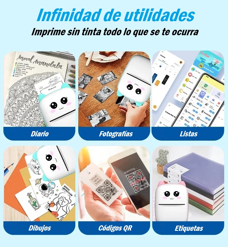 Mini Impresora Térmica Portátil “Gatito” – ¡Fotos y Etiquetas en tu Bolsillo! - Imagen 4