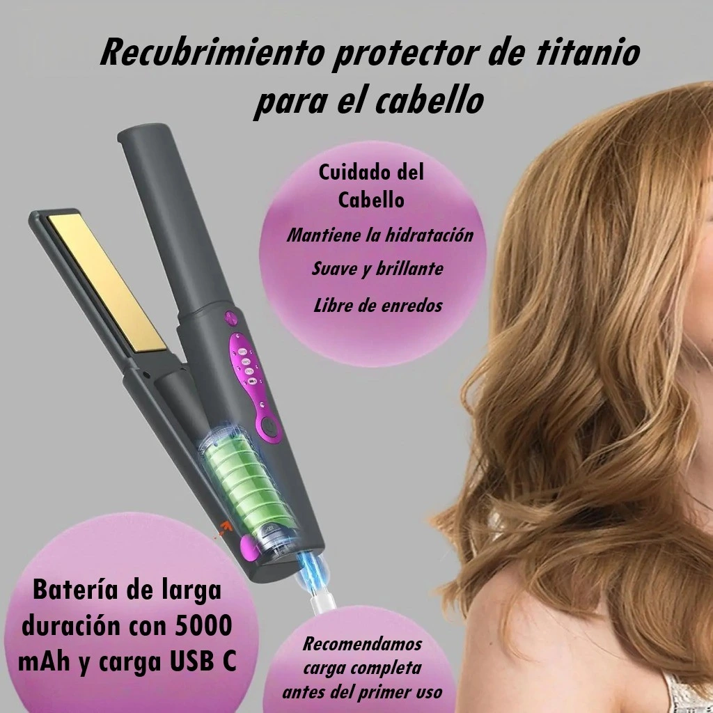 Plancha de Pelo Inalámbrica 2 en 1 – Inalámbrica y Recargable con 5000 mAh de batería - Imagen 4