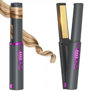 Plancha de Pelo Inalámbrica 2 en 1 – Inalámbrica y Recargable con 5000 mAh de batería