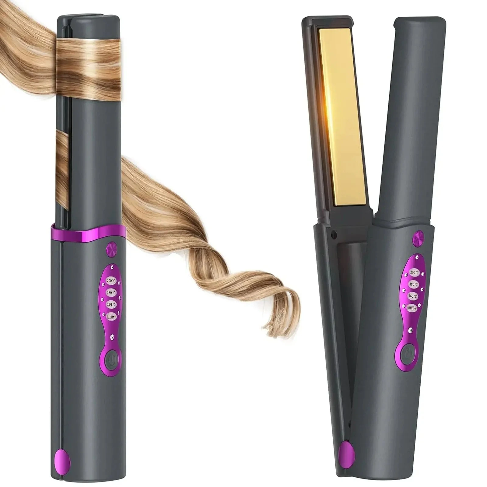 Plancha de Pelo Inalámbrica 2 en 1 – Inalámbrica y Recargable con 5000 mAh de batería