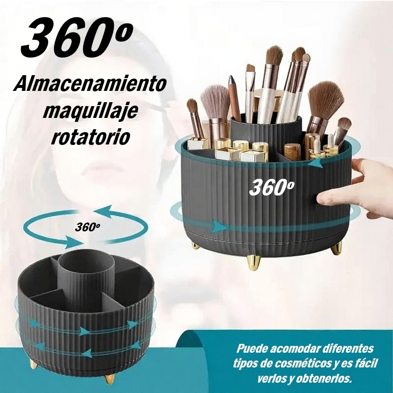 Soporte Giratorio 360° para Brochas de Maquillaje – Elegancia y Orden Multicolor