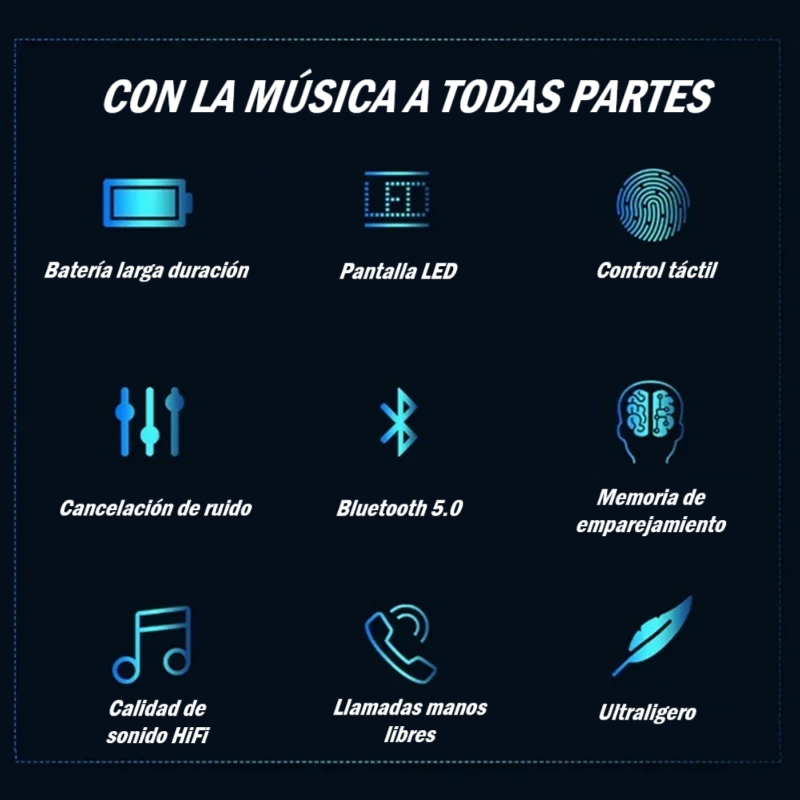 Auriculares inalámbricos por Bluetooth deportivos con micrófono y manos libres - Imagen 4