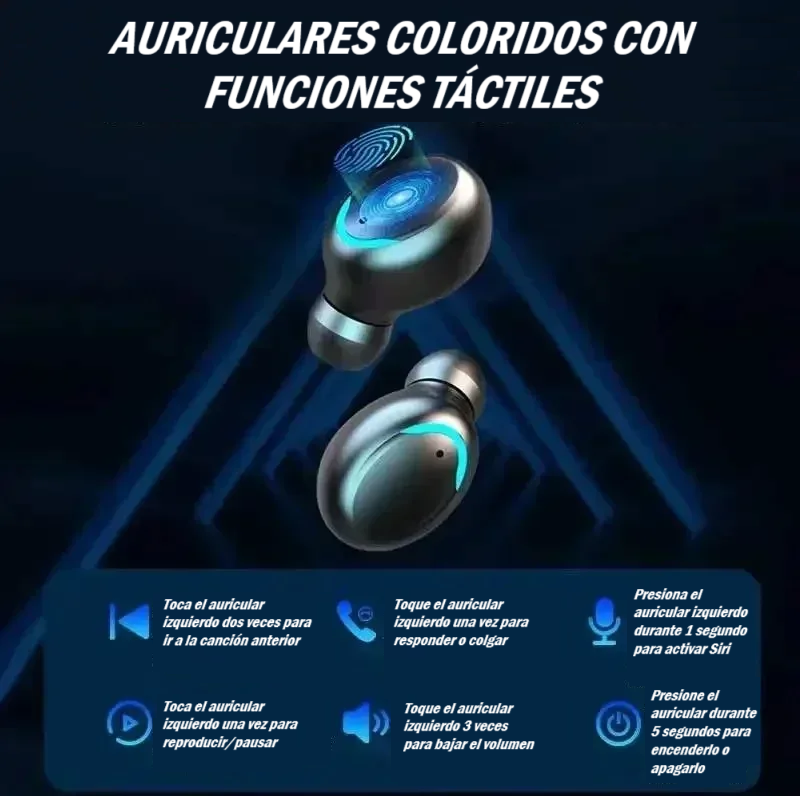 Auriculares inalámbricos por Bluetooth deportivos con micrófono y manos libres - Imagen 3