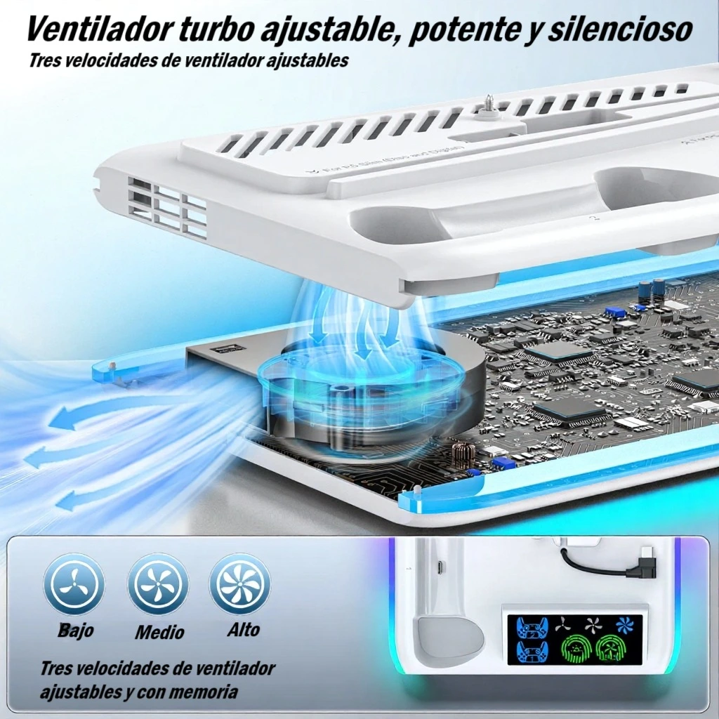 Soporte de refrigeración para PS5 y estación de carga - Imagen 3