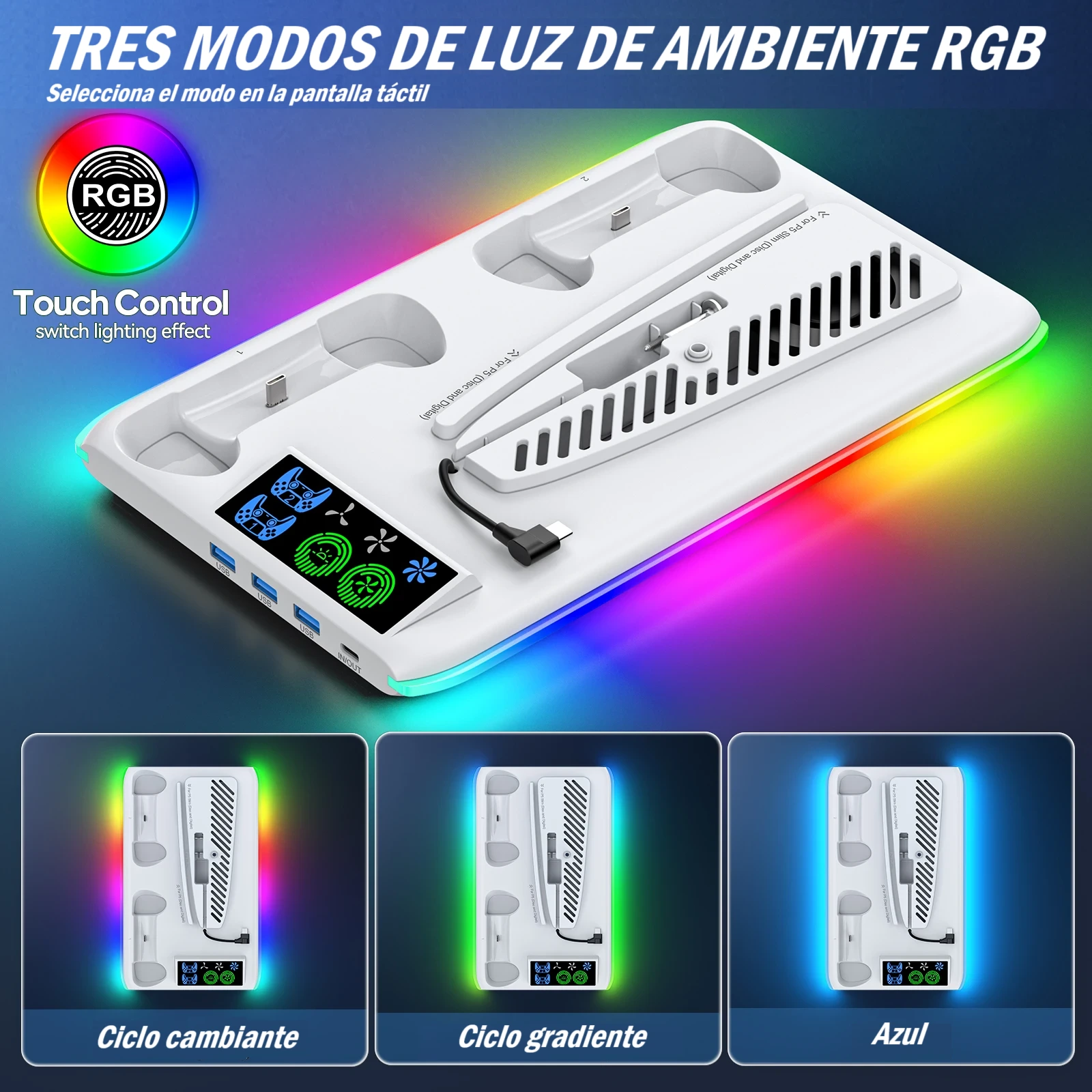 Soporte de refrigeración para PS5 y estación de carga - Imagen 5