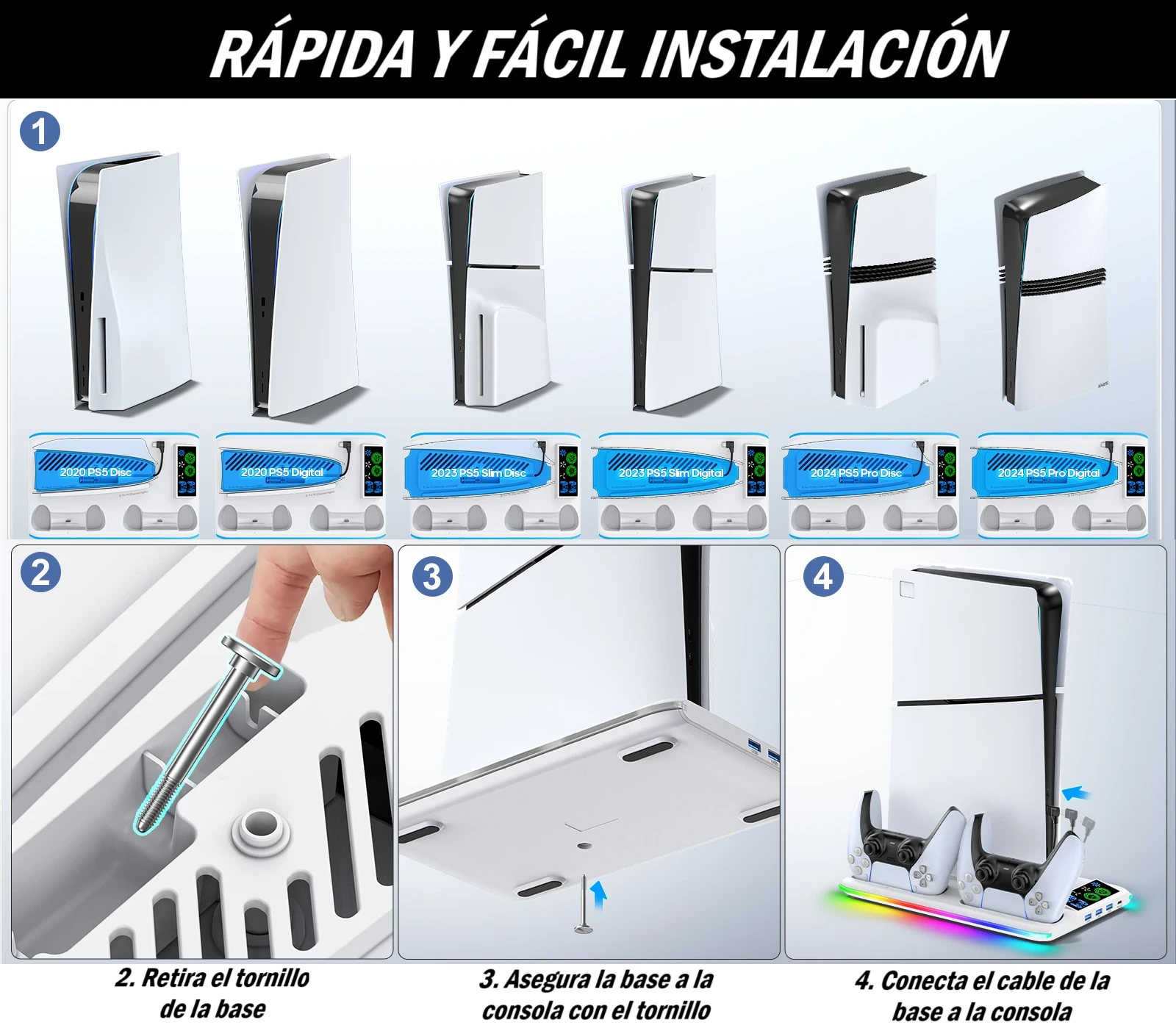 Soporte de refrigeración para PS5 y estación de carga - Imagen 6