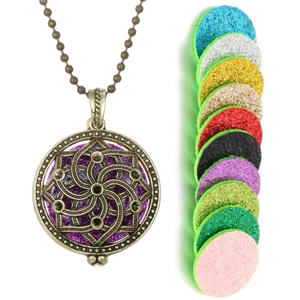 Collar Retro Kaleidoscopio Aromático con Difusor de Aceites Esenciales – Estilo Vintage con Funcionamiento Magnético - Imagen 7