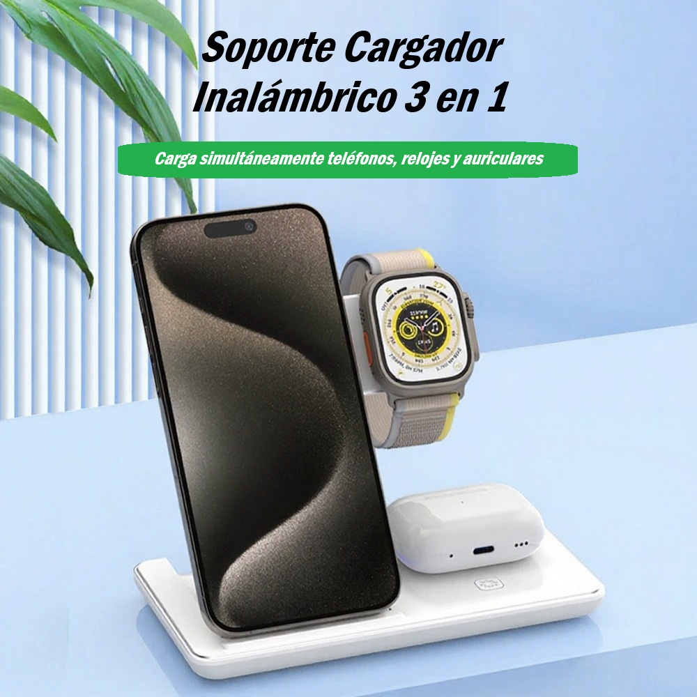 Soporte de Carga Inalámbrica Rápida 30 W 3 en 1 – Estación Plegable con LED para Móvil, Apple Watch y Auriculares - Imagen 3
