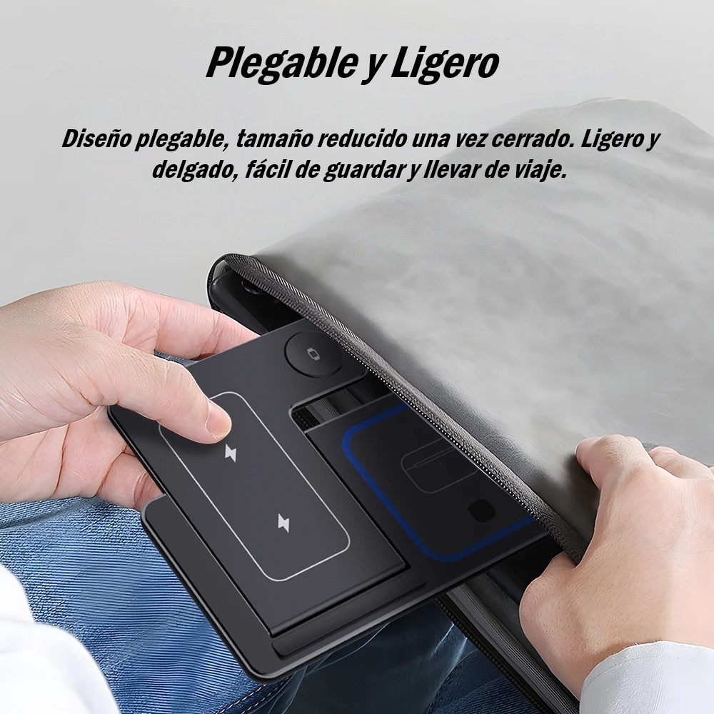 Soporte de Carga Inalámbrica Rápida 30 W 3 en 1 – Estación Plegable con LED para Móvil, Apple Watch y Auriculares - Imagen 4