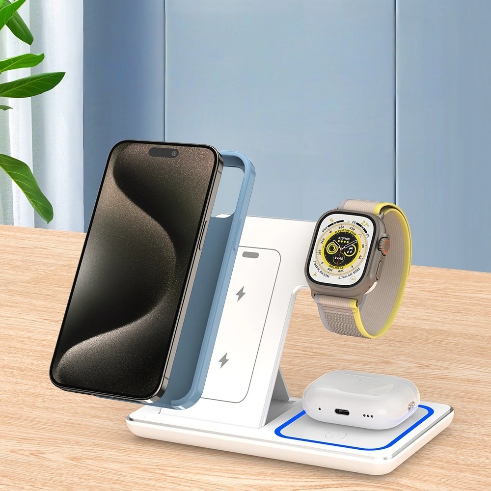 Soporte de Carga Inalámbrica Rápida 30 W 3 en 1 – Estación Plegable con LED para Móvil, Apple Watch y Auriculares - Imagen 5
