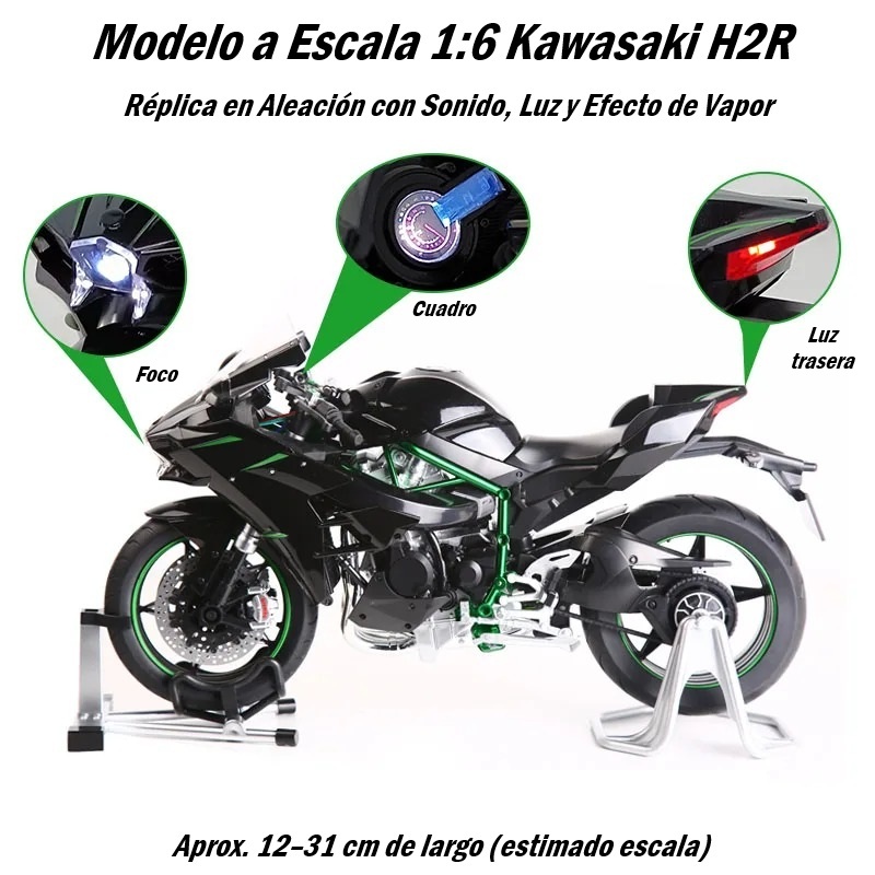 Modelo a Escala 1:6 Kawasaki H2R – Réplica en Aleación con Sonido, Luz y Efecto de Vapor - Imagen 3