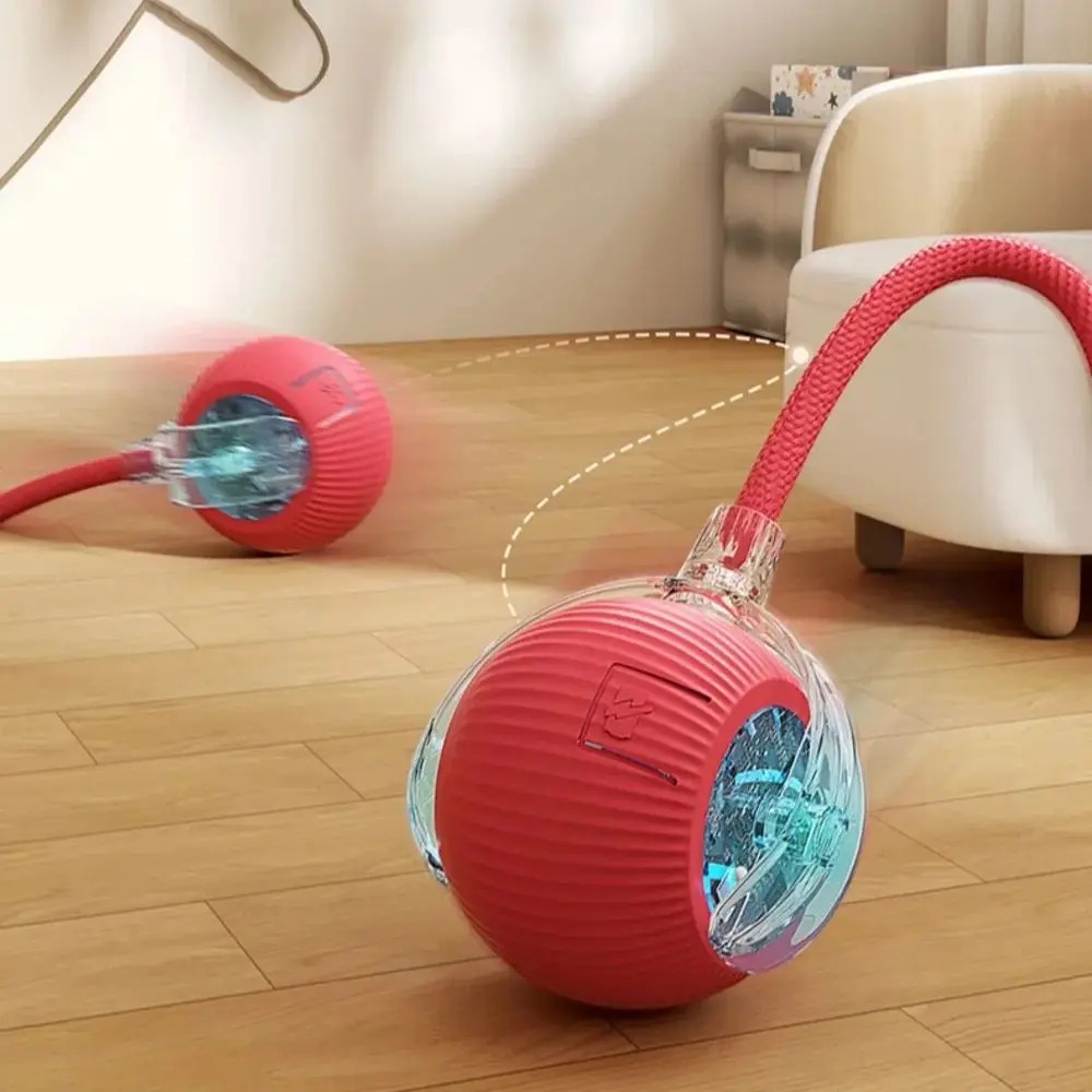 Pelota Interactiva Automática con Cola Simulada – Juguete Inteligente Recargable para Gatos y Perros